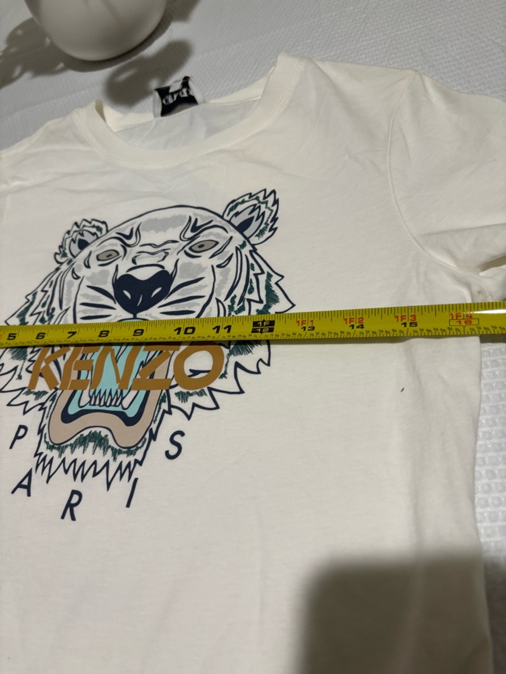 Kenzo White Tiger Logo Tee with Gold Accent - Picture 7 of 9